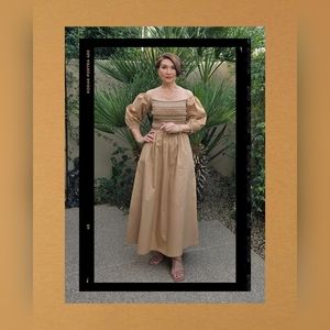 EUC Old Navy Fit & Flare Puff Sleeve Smocked Bodice Maxi Dress, Size S